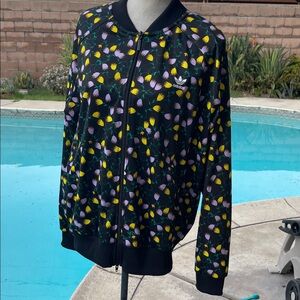Adidas Black Jacket Sz XL Floral Design
